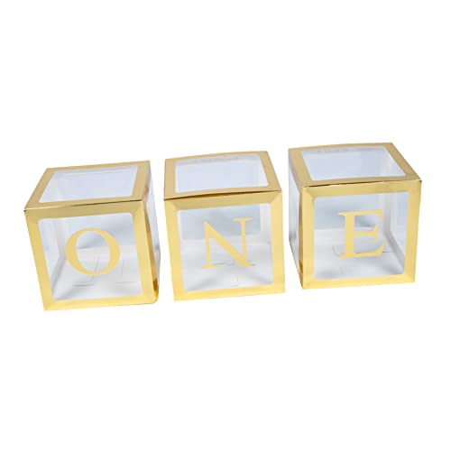 WOONEKY Geburtstag Deko Box Teilig Gold mit One Buchstaben Kreative Luftballon Boxen für Babyparty Stabile Partydekoration für Zuhause Bühne Restaurant und WOONEKY Geburtstag Deko Box Teilig Gold mit One Buchstaben Kreative Luftballon Boxen für Babyparty Stabile Partydekoration für Zuhause Bühne Restaurant und von WOONEKY
