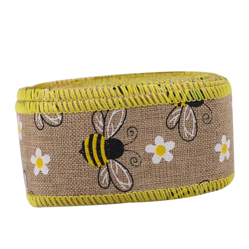 WOONEKY Geschenkband mit Bienenmuster DIY Schleifenband für Verpackung Dekoratives Glattes Geschenkband ohne Falten Verschleißfest und Vielseitig für Basteln und Blumenarrangements WOONEKY Geschenkband mit Bienenmuster DIY Schleifenband für Verpackung Dekoratives Glattes Geschenkband ohne Falten Verschleißfest und Vielseitig für Basteln und Blumenarrangements von WOONEKY