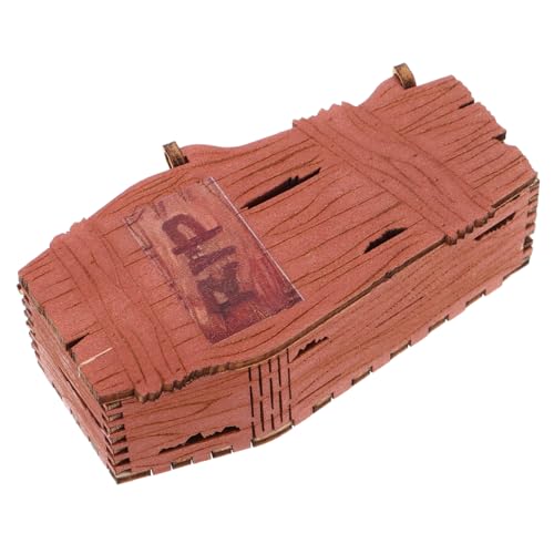 WOONEKY Halloween Coffin Box aus Holz Rustikale Geschenk Schmuckbox mit Deckel Vielseitiges Snacktablett für Halloween-partydekoration und Süßigkeitenpräsentation von WOONEKY