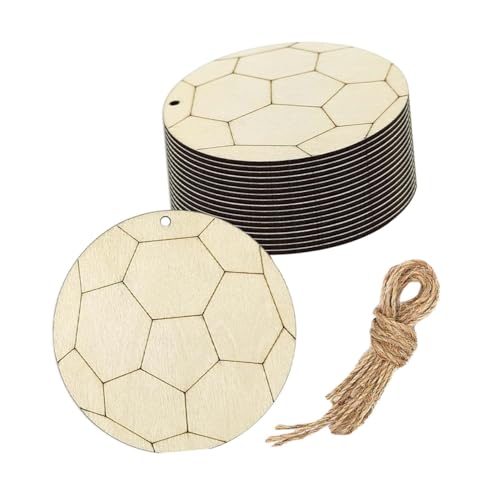WOONEKY Holz Fußballanhänger Teiliges DIY Holzanhänger zum Bemalen Glatte Oberfläche Sichere Holzteile Fußballparty Dekoration Handwerksset für Familien und WOONEKY Holz Fußballanhänger Teiliges DIY Holzanhänger zum Bemalen Glatte Oberfläche Sichere Holzteile Fußballparty Dekoration Handwerksset für Familien und von WOONEKY