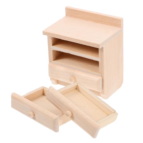 WOONEKY Mini Holz Kommode mit Dekoratives Puppenhaus Möbel für Szenen und Heim Deko für DIY Projekte und Modellbau Chic und Elegant WOONEKY Mini Holz Kommode mit Dekoratives Puppenhaus Möbel für Szenen und Heim Deko für DIY Projekte und Modellbau Chic und Elegant von WOONEKY