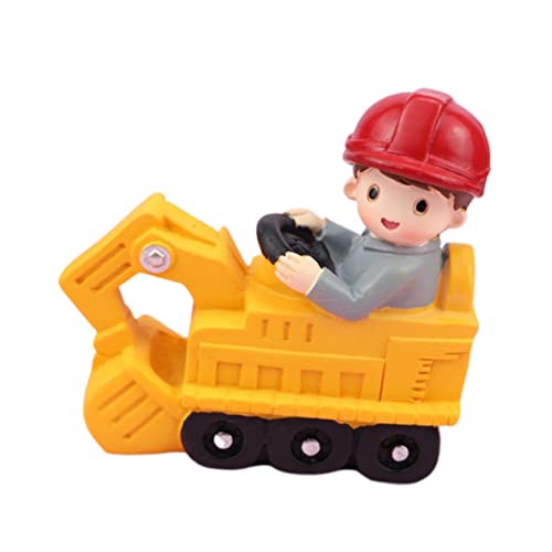 WOONEKY Resin Engineering Vehicle Cake Topper Cartoon Baustellenfahrzeug Tortendeko für Jungen Detailreiche Figur für Kinderparty Kompakte Sichere Verarbeitung Vielseitig als Tisch und von WOONEKY