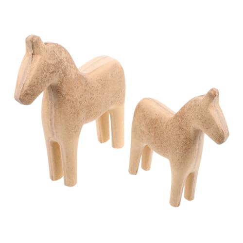 WOONEKY Schwedische Holzfigur Dalapferd Paar Nordic Deko Holzpferd Miniatur Wohnzimmer Tv Schrank Ornamente Skandinavische Handgefertigte Holzdekoration von WOONEKY