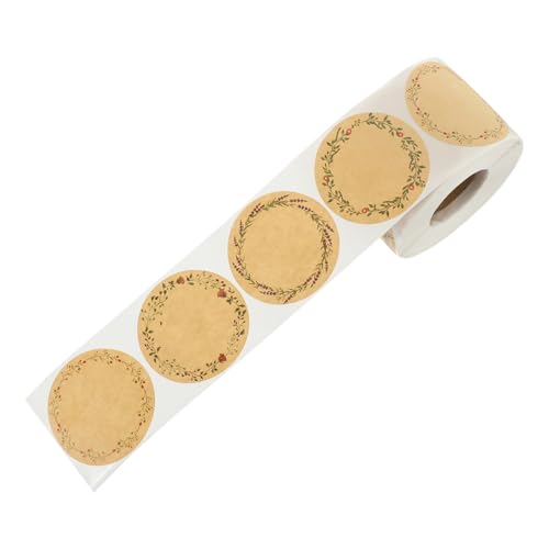 WOONEKY Selbstklebende Kraftpapier Aufkleber Runde Dekorative Etiketten zum Versiegeln von Geschenkboxen und Backverpackungen Handbeschreibbare Sticker für Kuchen Süßigkeiten Tüten von WOONEKY