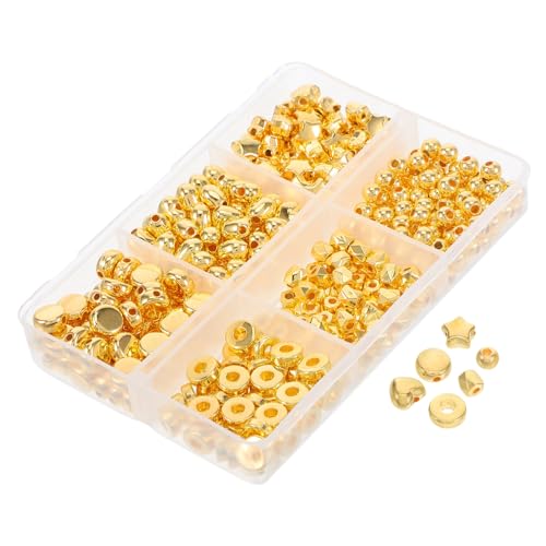 WOONEKY Teiliges Große Goldene Kunststoff Spacer Beads mit Großem Runde Perlen für DIY Schmuckherstellung Vielseitige Zwischenperlen für Armbänder und Halsketten Kreative Bastelmaterialien von WOONEKY
