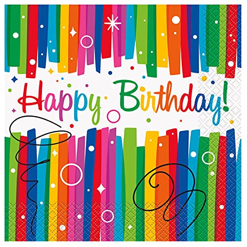 WOOOOZY NEU Servietten Happy Birthday, Kindergeburtstag, Regenbogenfarben / bunt, Größe: ca. 33 x 33 cm, 16 Stück von PAPSTAR