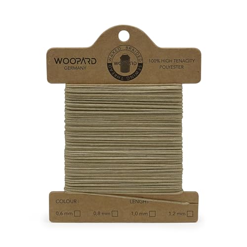 Woopard 0,6mm 50mt Leder Nähen Gewachste Faden Handnähen Hand Sewing Thread Beige von WOOPARD