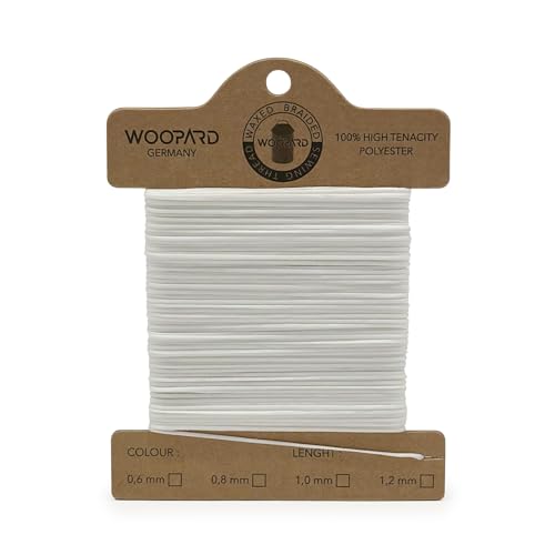 Woopard 0,6mm Leder Nähen Gewachste Faden Handnähen Hand Sewing Thread 50 meter Weiß von WOOPARD