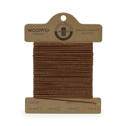 Woopard 0,8mm Leder Nähen Gewachste Faden Handnähen Hand Sewing Thread 10/25/50/100mt (Schokolade, 10 meter) von WOOPARD