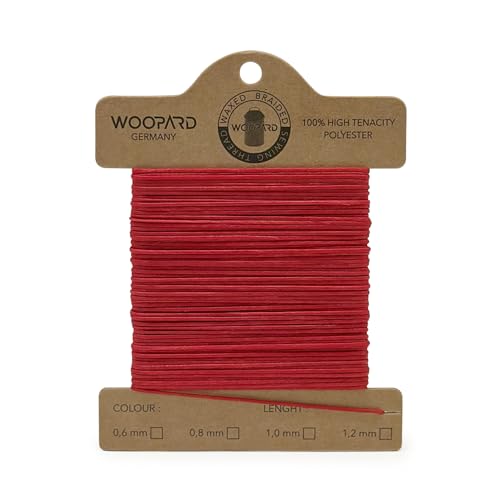 Woopard 0,8mm Leder Nähen Gewachste Faden Handnähen Hand Sewing Thread 10 meter, Rot von WOOPARD