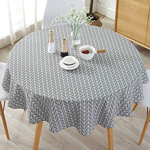 WOOPOWER Schlichte Nordic Style Runde Tischdecke, Staubfeste Baumwoll-Leinen-Tischdecke Für Buffettisch, Party, Urlaub, Abendessen Grau WOOPOWER Schlichte Nordic Style Runde Tischdecke, Staubfeste Baumwoll-Leinen-Tischdecke Für Buffettisch, Party, Urlaub, Abendessen Grau von WOOPOWER