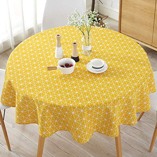WOOPOWER Schlichte Nordic Style Tischdecke, runde Tischdecken für runde Tische, staubfeste Baumwoll-Leinen-Tischdecke für Buffettisch, Party, Urlaub, Abendessen gelb WOOPOWER Schlichte Nordic Style Tischdecke, runde Tischdecken für runde Tische, staubfeste Baumwoll-Leinen-Tischdecke für Buffettisch, Party, Urlaub, Abendessen gelb von WOOPOWER
