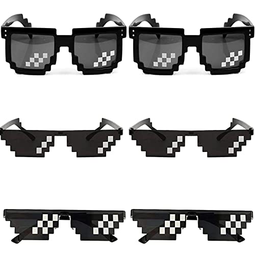 WAIZHIUA Thug Life Sonnenbrille, Kunststoff, schwarz, Pixel, lustige Sonnenbrille, Mosaikbrille für Erwachsene, Kinder, Foto-Requisiten, Partyzubehör, 6 Stück WAIZHIUA Thug Life Sonnenbrille, Kunststoff, schwarz, Pixel, lustige Sonnenbrille, Mosaikbrille für Erwachsene, Kinder, Foto-Requisiten, Partyzubehör, 6 Stück von WOOTONG
