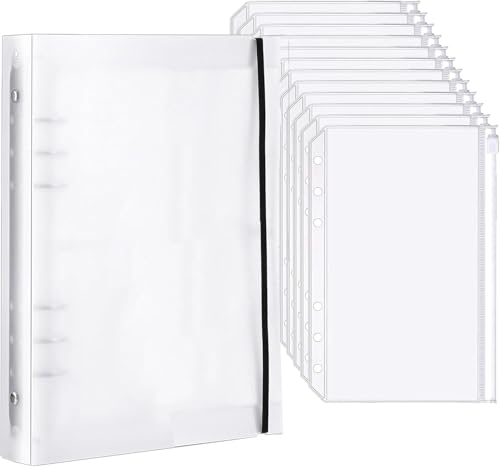 A5-Ringbuch mit 24 Bindertaschen und 2 transparenten weichen PVC-6-Loch-Ringbüchern, wasserdichter Notizbuchordner mit Löchern für Tagebuch, Büro, Zuhause, Schule A5-Ringbuch mit 24 Bindertaschen und 2 transparenten weichen PVC-6-Loch-Ringbüchern, wasserdichter Notizbuchordner mit Löchern für Tagebuch, Büro, Zuhause, Schule von WOOWAIR
