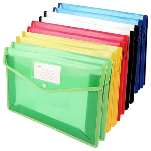 WOPPLXY 10 Stück Wasserdicht Dokumentenmappe A4, Kunststoff Umschlag Mappe Sichttasche Dokumenten, 5 Farbige Dokumententasche A4 für Zuhause, Schule und Büro Dokumente Organisieren WOPPLXY 10 Stück Wasserdicht Dokumentenmappe A4, Kunststoff Umschlag Mappe Sichttasche Dokumenten, 5 Farbige Dokumententasche A4 für Zuhause, Schule und Büro Dokumente Organisieren von WOPPLXY