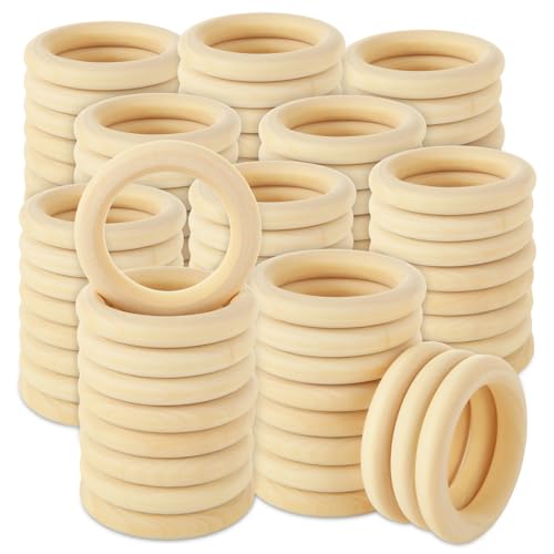 WOPPLXY 100 Stück 5,1 cm Holzringe zum Basteln, natürliche Holzringe, 50 mm, unlackierte Holzringe, Bastelringe, Makramee-Ringe für DIY, Handwerk, Häkeln, Holzreifen, Anhängerverbinder WOPPLXY 100 Stück 5,1 cm Holzringe zum Basteln, natürliche Holzringe, 50 mm, unlackierte Holzringe, Bastelringe, Makramee-Ringe für DIY, Handwerk, Häkeln, Holzreifen, Anhängerverbinder von WOPPLXY