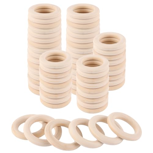 WOPPLXY 100 Stück Holzring, 55mm Holzringe zum Basteln, Holzringe Makramee für Kunsthandwerk, DIY Handwerk, Holz Armband, Werkzeuge Usw WOPPLXY 100 Stück Holzring, 55mm Holzringe zum Basteln, Holzringe Makramee für Kunsthandwerk, DIY Handwerk, Holz Armband, Werkzeuge Usw von WOPPLXY
