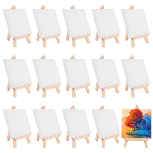 WOPPLXY 15 Stück Mini Leinwand mit Staffelei, 10 x 10 cm Weiß Kleine Leinwände mit Staffelei (8 x 15 cm), Mini Leinwände mit Staffelei für Malhandwerk, Display, Poster Foto Memo, Fotoalben WOPPLXY 15 Stück Mini Leinwand mit Staffelei, 10 x 10 cm Weiß Kleine Leinwände mit Staffelei (8 x 15 cm), Mini Leinwände mit Staffelei für Malhandwerk, Display, Poster Foto Memo, Fotoalben von WOPPLXY