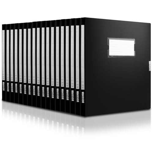 WOPPLXY 18 Stück Sammelmappe A4, 1,2cm Breite Mappe A4 aus PVC für Office (Schwarz) von WOPPLXY