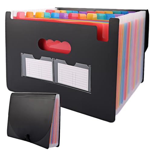 WOPPLXY 2 Stück Dokumentenmappe A4 25 Fächer, Fächermappe A4 Schwarz, Erweiterbar Ordnungsmappe PP für Zuhause, Schule, Office Dokumente WOPPLXY 2 Stück Dokumentenmappe A4 25 Fächer, Fächermappe A4 Schwarz, Erweiterbar Ordnungsmappe PP für Zuhause, Schule, Office Dokumente von WOPPLXY
