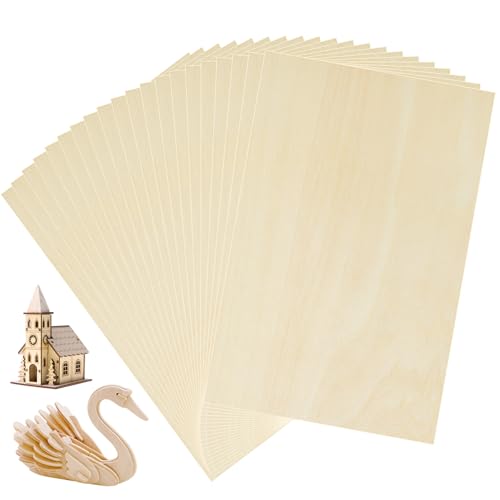 WOPPLXY 24 Stück Sperrholzplatte, 300 x 200 x 1,5mm Holzplatten zum Basteln, Lindenholzplatten für Malerei, Dekorationen, DIY Modell, Laserprojekte WOPPLXY 24 Stück Sperrholzplatte, 300 x 200 x 1,5mm Holzplatten zum Basteln, Lindenholzplatten für Malerei, Dekorationen, DIY Modell, Laserprojekte von WOPPLXY