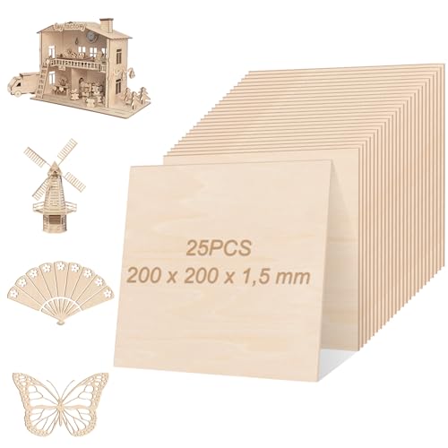 WOPPLXY 25 Stück Sperrholzplatte, Lindenholz 200 x 200 x 1,5 mm, Holzplatte für Laserprojekte, Gemälde, DIY Modell, Handwerk WOPPLXY 25 Stück Sperrholzplatte, Lindenholz 200 x 200 x 1,5 mm, Holzplatte für Laserprojekte, Gemälde, DIY Modell, Handwerk von WOPPLXY