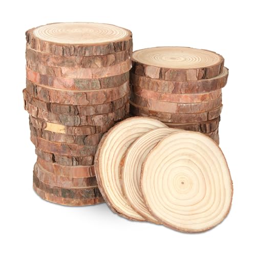 WOPPLXY 30 Stück Natur Holzscheiben, 9-10cm Unvollendete Baumscheiben ohne Loch, Rund Holzscheiben zum Basteln für DIY Handwerk, Untersetzer holz, Weihnachten Dekoration, Hochzeit Mittelstücke WOPPLXY 30 Stück Natur Holzscheiben, 9-10cm Unvollendete Baumscheiben ohne Loch, Rund Holzscheiben zum Basteln für DIY Handwerk, Untersetzer holz, Weihnachten Dekoration, Hochzeit Mittelstücke von WOPPLXY