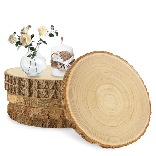 WOPPLXY 6 Stück große, unlackierte Holzscheiben für Tafelaufsätze, 25,4 - 27,9 cm, runde Holzscheiben für Tischdekoration, runde Holzscheiben, Holzscheiben, rustikale Holzplatten für Bastelarbeiten WOPPLXY 6 Stück große, unlackierte Holzscheiben für Tafelaufsätze, 25,4 - 27,9 cm, runde Holzscheiben für Tischdekoration, runde Holzscheiben, Holzscheiben, rustikale Holzplatten für Bastelarbeiten von WOPPLXY
