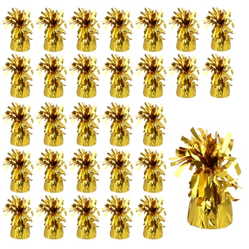 WOPPLXY Helium-Ballongewichte – Goldfolie Fransen Ballongewicht – 170 g Gewichte für Ballons, 24 Stück von WOPPLXY