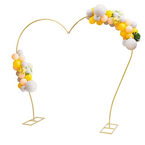 Herzförmiger Hochzeitsbogen 2.65×2.35m, Metall Traubogen für Hochzeit & Party, Deko Hintergrundbogen mit Ständer, DIY Deko-Bogen Wiederverwendbar für Innen & Außen (Gold) von WOQLIBE