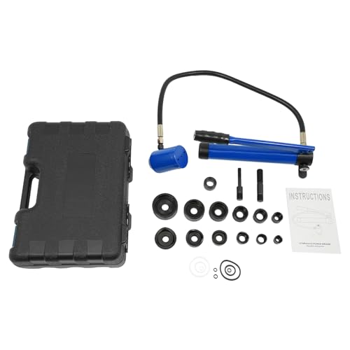 Hydraulisches Lochstanzset 80kN – Manuelle Hydraulik-Lochpresse aus 45# Stahl & Chrom-Eisen, 6 Stanzformen 22,5–61,5mm, mit Tragetasche für Metall, Edelstahl, Aluminium, Kunststoff (Blau) von WOQLIBE