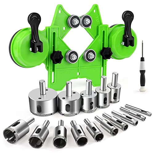 Diamant-Lochsägen-Set, 17-teilig, Fliesenbohrer-Sets mit Doppel-Saugnäpfen, Lochsägenführung, Vorrichtung von 4 mm,83 mm, Hohlbohrer, Lochsägen-Set für Keramik, Glas, Fliesen, Marmor, Granit von WORKEASE
