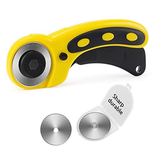 WORKLION 45 mm Rollschneider Set: Ergonomischer Rollschneider mit Sicherheitsverriegelung und 2 Ersatz-Rotschneider-Klingen für Nähen, Quilten, Scrapbooking und Kunst- und Handwerksprojekte von WORKLION