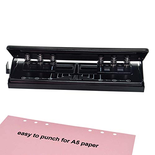 WORKLION Einstellbarer 6-Loch-Locher: Metall 6-Loch-Locher für Planer und 6-Ringbinder mit 6 Blatt Kapazität für A4 / A5 / A6 / Personal/Taschenformat von WORKLION