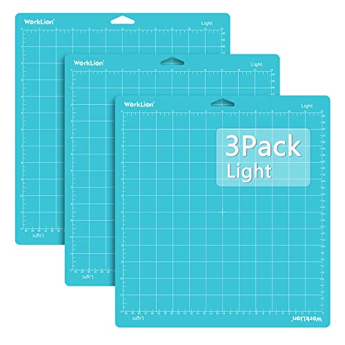 WORKLION Schneidematte 30,5 x 30,5 cm Light Grip für Cricut: Cricut Explore One/Air/Air 2/Maker Light, selbstklebend, rutschfest, langlebig, für Kunst- und Bastelprojekte (3er-Pack) von WORKLION