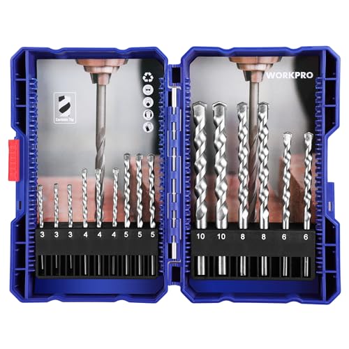 WORKPRO 15tlg. Steinbohrer Set mit Aufbewahrungskoffer, 3, 4, 5, 6, 8, 10mm Durchmesser Bohrerset, Werkzeug zum Bohren in Stein & Mauerwerk WORKPRO 15tlg. Steinbohrer Set mit Aufbewahrungskoffer, 3, 4, 5, 6, 8, 10mm Durchmesser Bohrerset, Werkzeug zum Bohren in Stein & Mauerwerk von WORKPRO