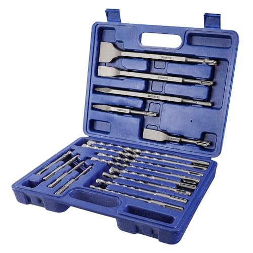 WORKPRO 17-teilig SDS-Plus Bohrer- und Meißel-Set, Zubehör für Bohrhammer, Hammerbohrer Steinbohrer Betonbohrer mit Aufbewahrungskoffer, Für Beton, Fliesen, Ziegel, Zement, Stein und Mauerwerk WORKPRO 17-teilig SDS-Plus Bohrer- und Meißel-Set, Zubehör für Bohrhammer, Hammerbohrer Steinbohrer Betonbohrer mit Aufbewahrungskoffer, Für Beton, Fliesen, Ziegel, Zement, Stein und Mauerwerk von WORKPRO