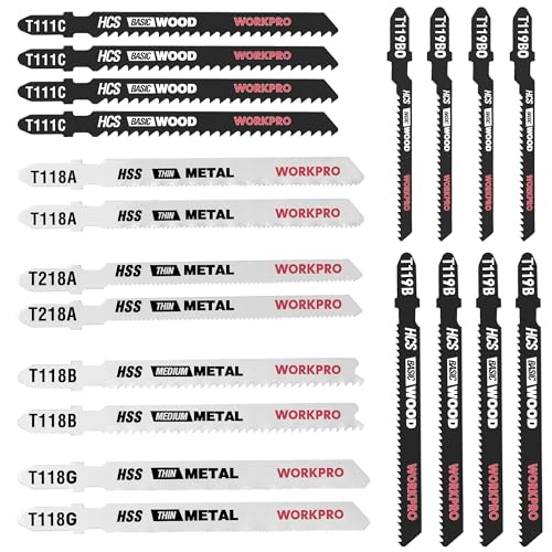 WORKPRO 20tlg. Stichsägeblätter Set, T-Schaft Stichsägeblatt aus HSS/HCS, Professional Stichsägeblätter für Holz und Metall WORKPRO 20tlg. Stichsägeblätter Set, T-Schaft Stichsägeblatt aus HSS/HCS, Professional Stichsägeblätter für Holz und Metall von WORKPRO