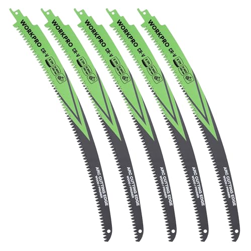 WORKPRO 5-tlg. Säbelsägeblätter Holzschnitt, Reciprosägeblätter Set zum Schneiden von Ästen, 380 mm 6TPI Sägeblätter Set, Kompatibel mit den meisten Reciprosägemaschinen WORKPRO 5-tlg. Säbelsägeblätter Holzschnitt, Reciprosägeblätter Set zum Schneiden von Ästen, 380 mm 6TPI Sägeblätter Set, Kompatibel mit den meisten Reciprosägemaschinen von WORKPRO