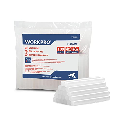 WORKPRO Heißklebestifte, 100 x 11 mm, transparent, universal, für Heißklebepistole, ideal für Heimwerker, Handwerk, Freizeit, 100 Stück von WORKPRO