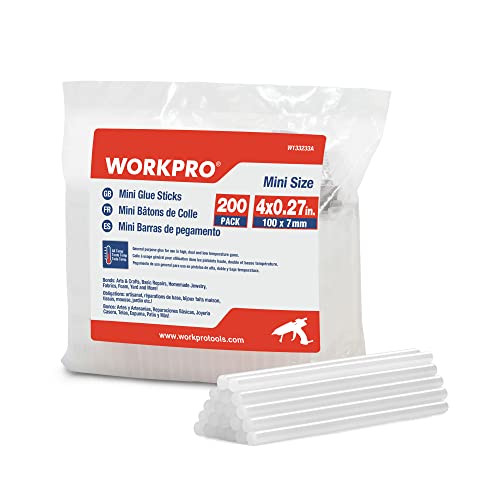WORKPRO Heißklebestifte, 100 x 7 mm, transparent, Universal, für Heißklebepistole, ideal für Heimwerker, Handwerk, Freizeit, 200 Stück WORKPRO Heißklebestifte, 100 x 7 mm, transparent, Universal, für Heißklebepistole, ideal für Heimwerker, Handwerk, Freizeit, 200 Stück von WORKPRO