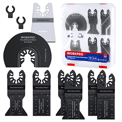 WORKPRO Oszillierendes Sägeblatt Set Multitool Zubehör, 10tlg. Oszillierende Klingen Sägeblätter Kit Oszillierwerkzeug Zubehör Set, Schneiden von Holz, Nägeln, Metall, Kunststoff WORKPRO Oszillierendes Sägeblatt Set Multitool Zubehör, 10tlg. Oszillierende Klingen Sägeblätter Kit Oszillierwerkzeug Zubehör Set, Schneiden von Holz, Nägeln, Metall, Kunststoff von WORKPRO