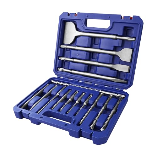 WORKPRO SDS-PLUS Bohrer-Meißel-Set 15 tlg, Betonbohrer-Set mit Spitz- und Flachmeißeln für Ziegel, Zement, Stein, Beton und Mauerwerk, Zubehör Bohrhammer WORKPRO SDS-PLUS Bohrer-Meißel-Set 15 tlg, Betonbohrer-Set mit Spitz- und Flachmeißeln für Ziegel, Zement, Stein, Beton und Mauerwerk, Zubehör Bohrhammer von WORKPRO