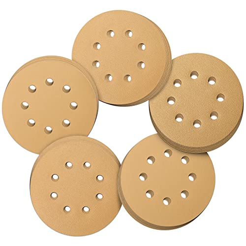 WORKPRO Schleifpapier 125mm Klett, Dreimal Verschleißfestigkeit, Schleifscheiben Exzenterschleifpapier Schleifblätter 50 Stück Rund Klett für Exzenterschleifer, 8 Löcher in Gold, 80/120/240 Körnung WORKPRO Schleifpapier 125mm Klett, Dreimal Verschleißfestigkeit, Schleifscheiben Exzenterschleifpapier Schleifblätter 50 Stück Rund Klett für Exzenterschleifer, 8 Löcher in Gold, 80/120/240 Körnung von WORKPRO