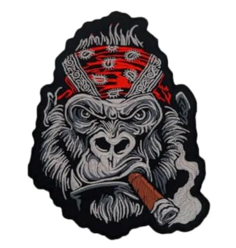 World of Patches Großer Biker-Gorilla-Aufnäher zum Aufbügeln, Tiermotiv, bestickte Applikation zum Aufbügeln auf Kleidung World of Patches Großer Biker-Gorilla-Aufnäher zum Aufbügeln, Tiermotiv, bestickte Applikation zum Aufbügeln auf Kleidung von WORLD OF PATCHES