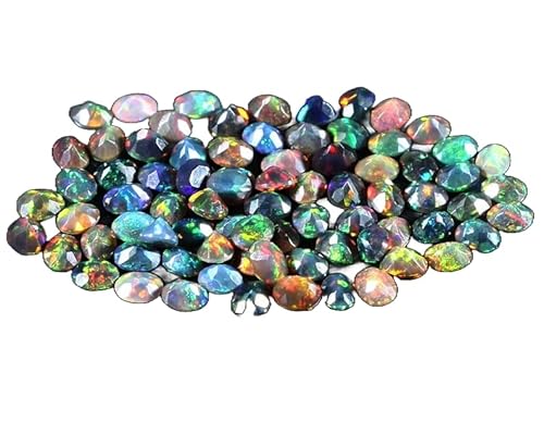 WORLD WIDE GEMS - Äthiopischer schwarzer Opal, 1 Stück, OVAL, Cabochon, 5x3MM, 1ct, Unbehandelt, Edelstein, LOOSE_CUT_GEM, Opal, Schmuckstein von WORLD WIDE GEMS