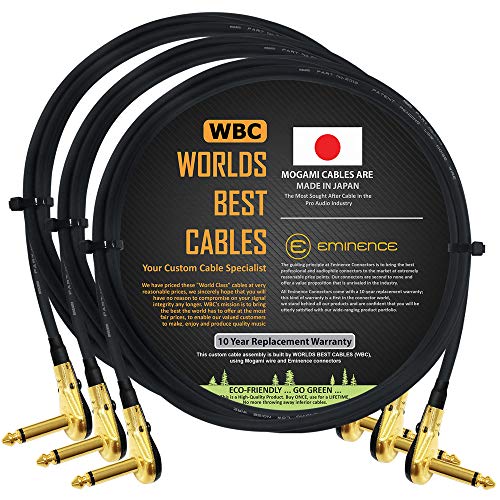 Mogami 2319-182 cm Patchkabel für Instrumenteffekte mit vergoldeten 6,35 mm Low-Profile, rechtwinklige Pancake-Anschlüsse Typ TS, 3 Stück von WORLDS BEST CABLES