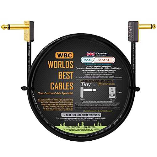 Van Damme Pro Grade Classic XKE Patchkabel für Gitarre, Bass, Instrumente, Effektpedal, 50 cm, versilbert von WORLDS BEST CABLES