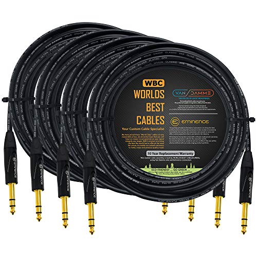 Van Damme Tour-Grade Classic XKE Starquad Patchkabel mit Eminence E502 6,35 mm vergoldeten TRS-Stereo-Steckern, 5 m, 4 Stück von WORLDS BEST CABLES