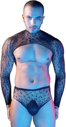 WOSE Mann Mesh Transparent Bodysuit Spitzen Tops Herren-String aus hohlem Netzstoff, Sissy Dessous Männer Erotische Kostüme für Herren, Sexy Unterwäsche für Mann WOSE Mann Mesh Transparent Bodysuit Spitzen Tops Herren-String aus hohlem Netzstoff, Sissy Dessous Männer Erotische Kostüme für Herren, Sexy Unterwäsche für Mann von WOSE